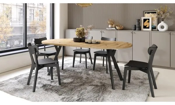 Masă de dining extensibilă ARTUR stejar artisan/negru