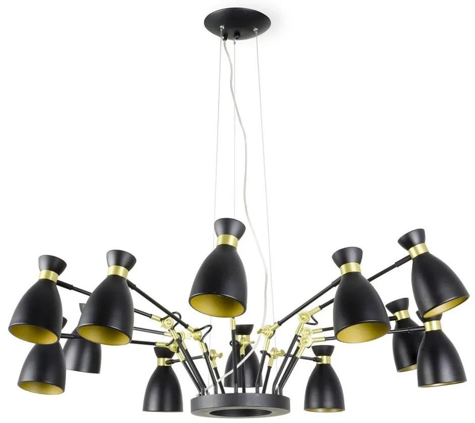 Lustra suspendata design Retro 20051 black and gold satin 12L