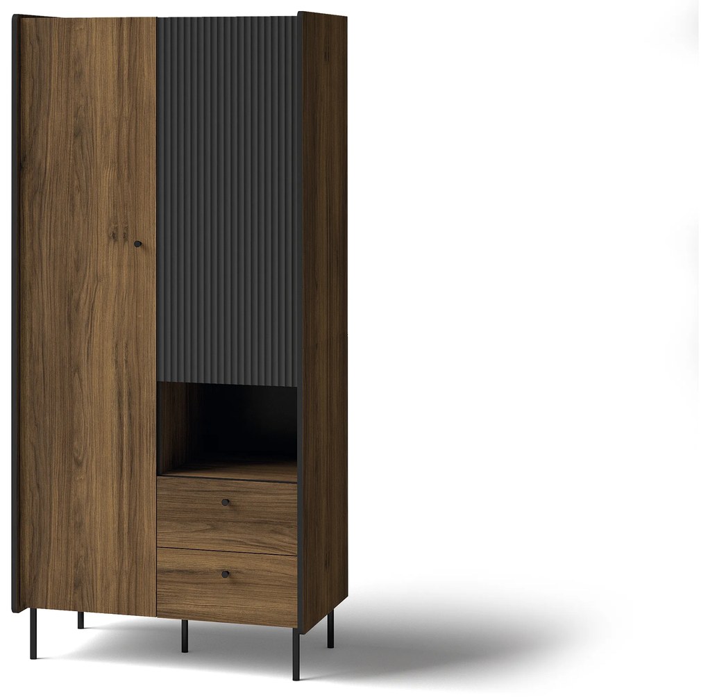 Dulap de haine Phelan P1 (Nuc warmia + Negru). 1062531