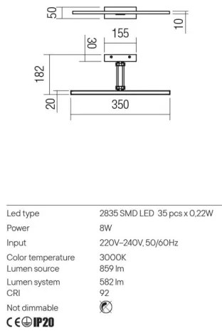 Aplică LED pentru tablouri LINEAR Redo 01-3461 LED/8W/230V 35 cm CRI 92 negru