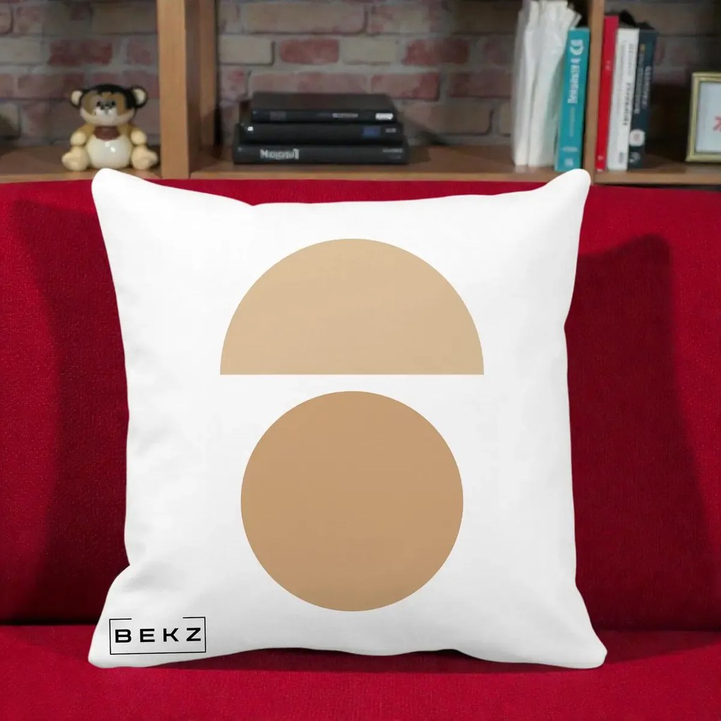 Perna Decorativa Geometric Minimalist Auriu, 40x40 cm, Alba Mata, Husa Detasabila, Perna Inclusa, BEKZ®