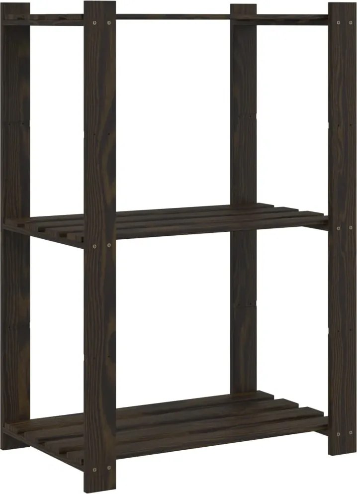 vidaXL Suport depozitare 3 niveluri, negru, 60x38x90cm, lemn masiv pin