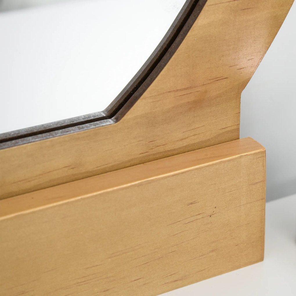 HOMCOM Coafetoare Design scandinav Masă de Machiaj cu Oglindă, 2 sertare și Taburet Alb pin Deschis | Aosom Romania