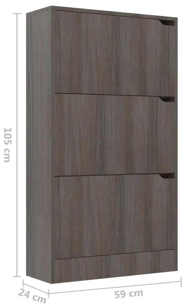 Pantofar cu 3 usi, stejar sonoma gri, 59x24x105 cm, PAL grey sonoma oak, 59 x 24 x 105 cm, 1, 1, 59 x 24 x 105 cm