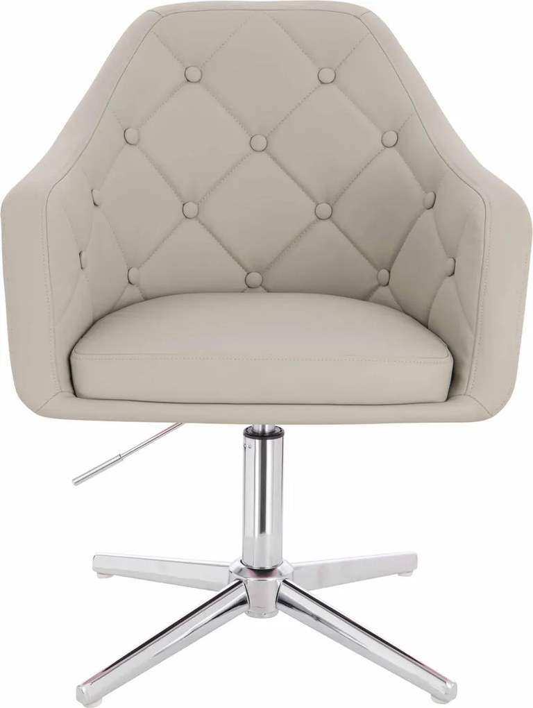 HR831CROSS Scaun Ecru Piele Ecologica Premium Soft cu Bază Cromata