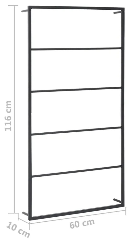 Suport de prosoape, negru, 60x10x116 cm, otel Negru, 60 x 10 x 116 cm