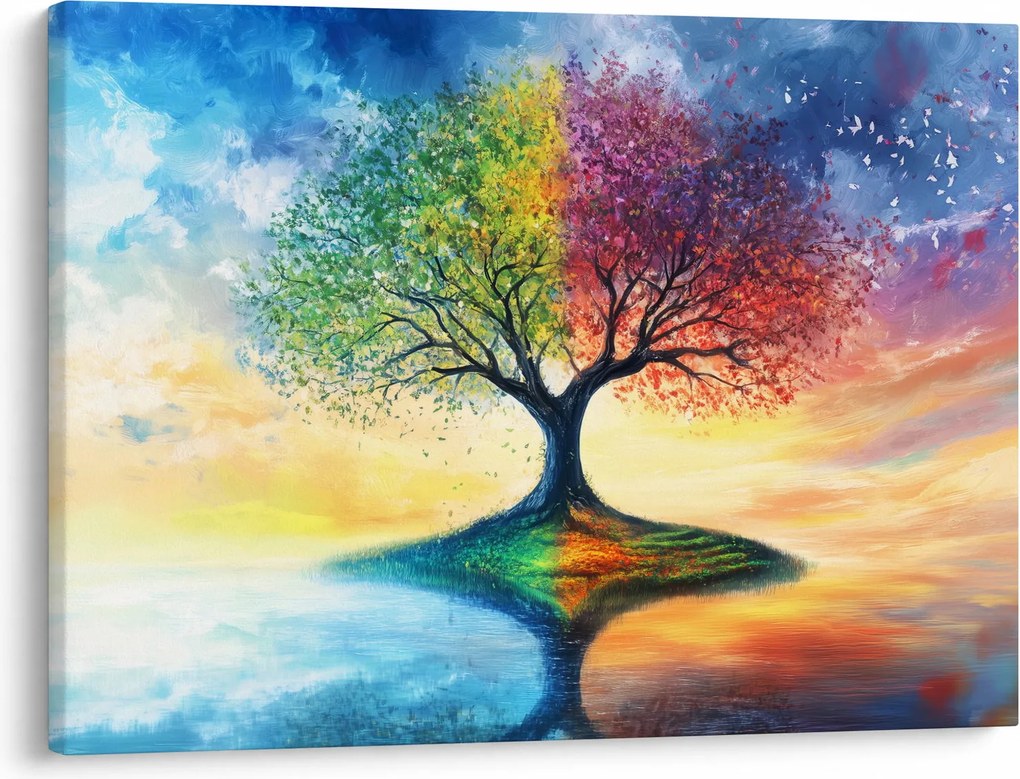 Tablou – Arbore pictat al anotimpurilor (70x50 cm)
