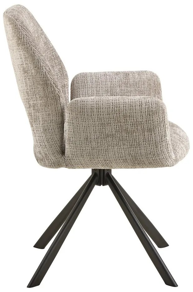 Scaun de sufragerie gri deschis cu cotiere tapițat Graham – Actona