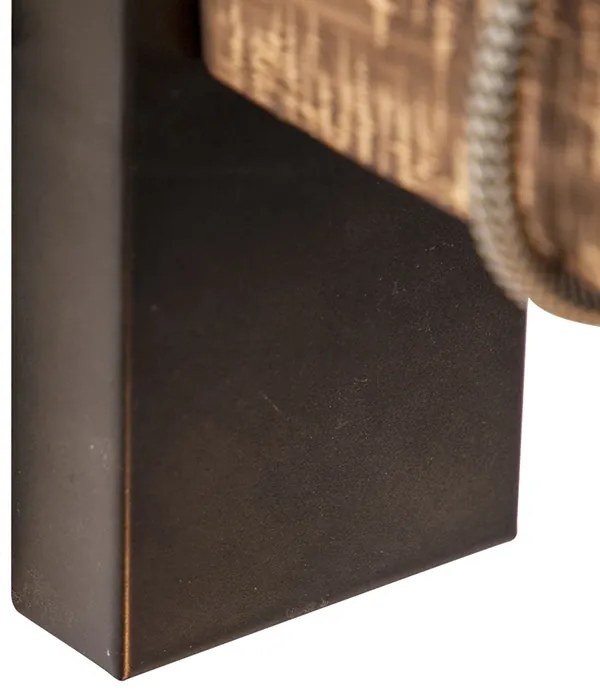 Lampă de perete inteligentă industrială neagră cu lemn, incl. WiFi G95 - Gallow