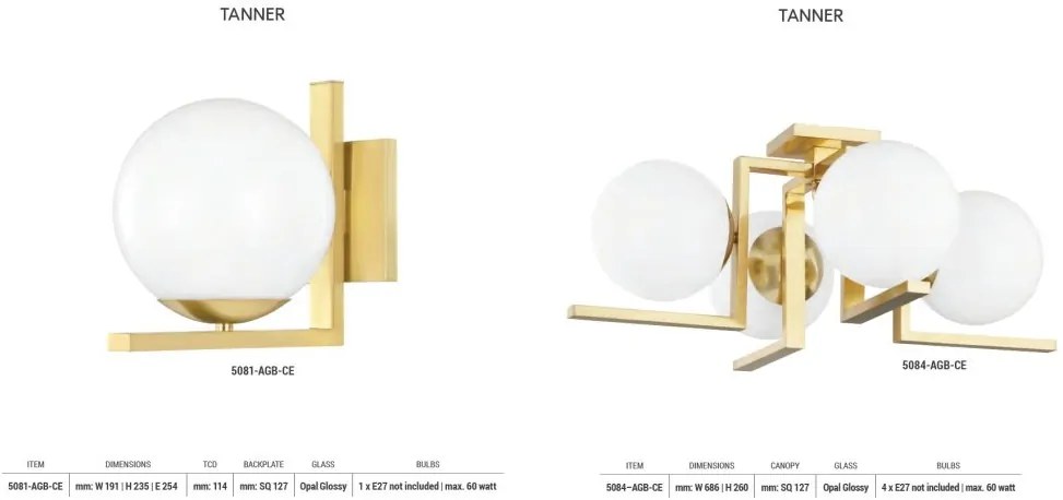 Plafoniera, lustra aplicata, design modern TANNER