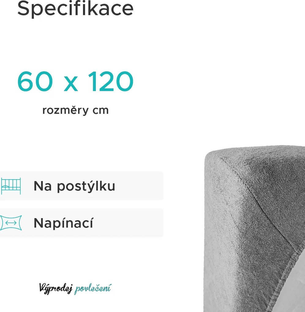 Cearsaf Frotir pentru patut cu elastic gri deschis 60x120 cm
