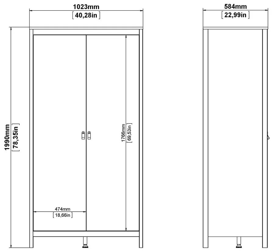 Șifonier negru 102x199 cm Madrid – Tvilum