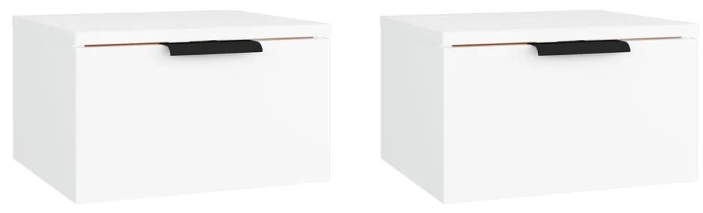 811377 vidaXL Noptiere de perete, 2 buc., alb, 34x30x20 cm