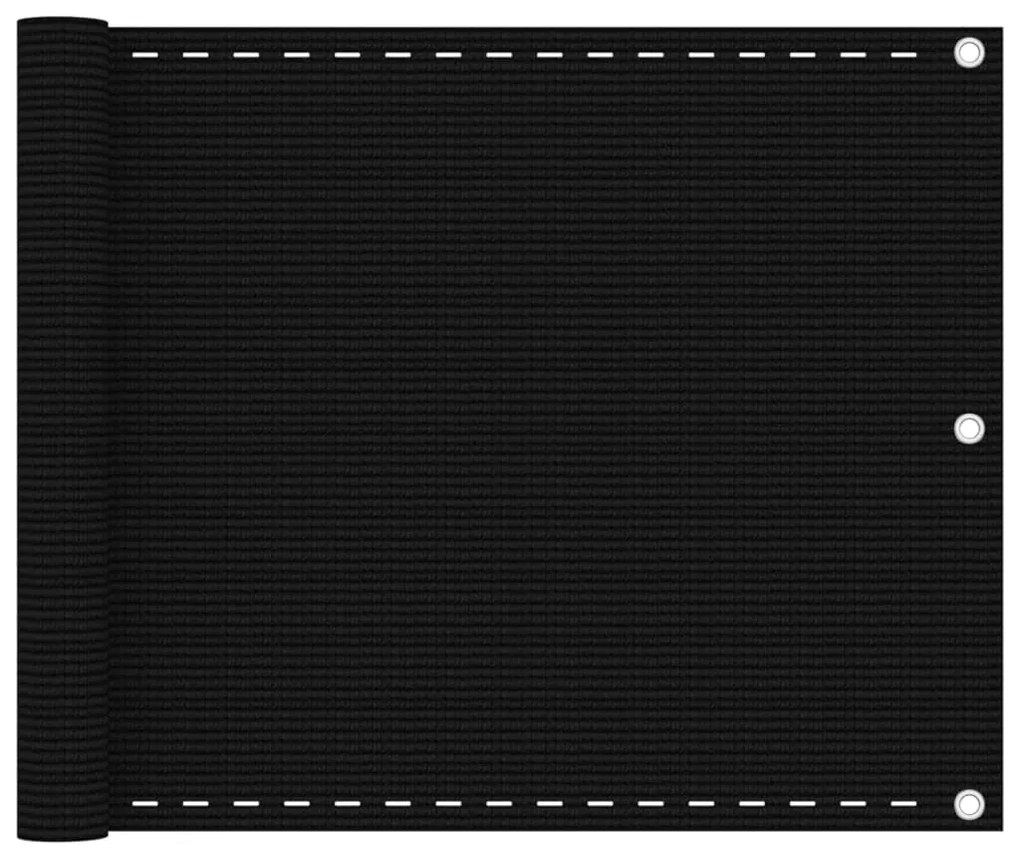 vidaXL Paravan de balcon, negru, 75x500 cm, HDPE