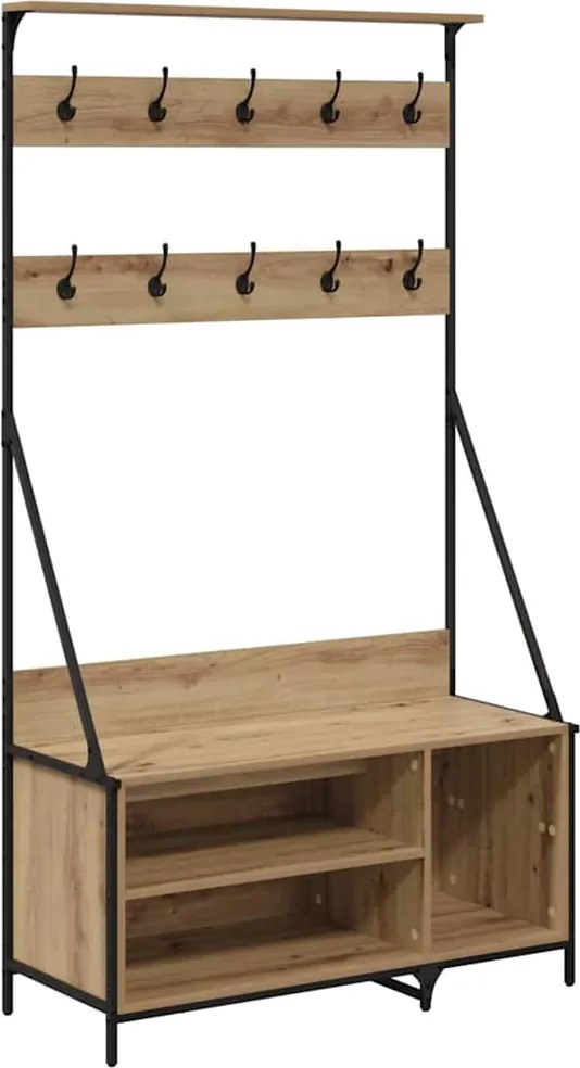 vidaXL Suport pentru Hârtie cu raft Stejar Artizanal 100 x 41 x 184 cm