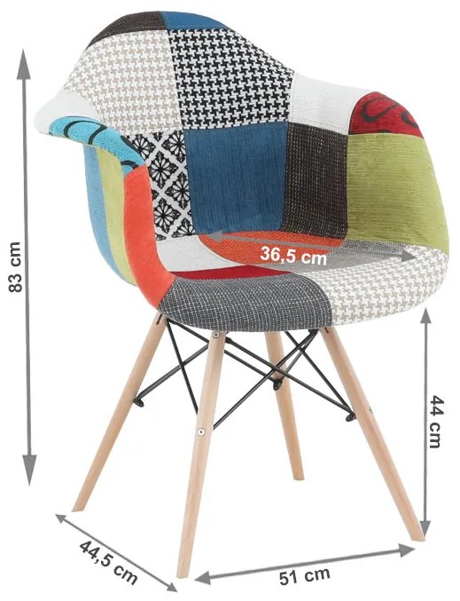 Fotoliu cu design Patchwork colorat / Fag , TOBO 3 NEW