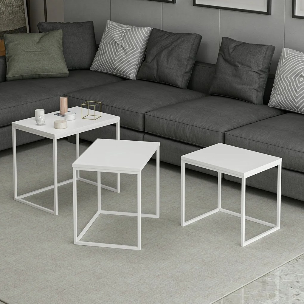 Măsuță Evia White, 3 bucăți