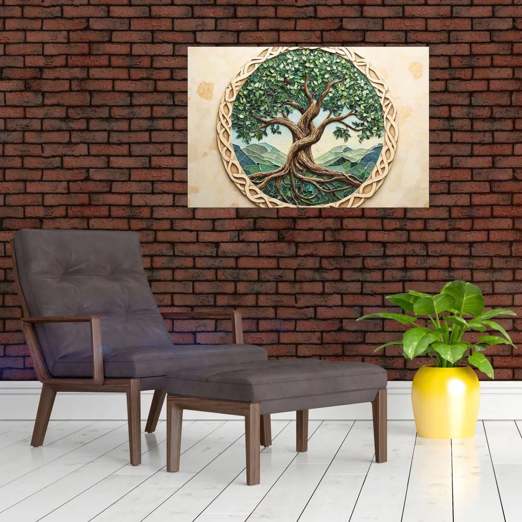 Tablou – Arborele vieții împletit (90x60 cm)