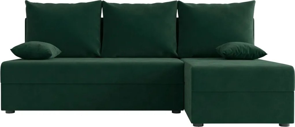 Coltar extensibil de colt VALERIO SLIM, verde inchis, reversibil, 200x140 cm + 2 perne GRATUIT
