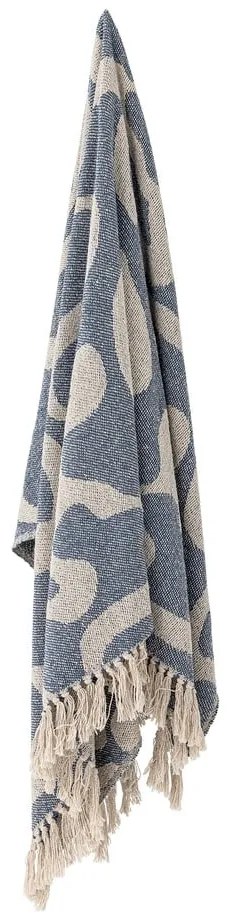 Pătură albastră/bej din bumbac reciclat 130x160 cm Salobre – Bloomingville