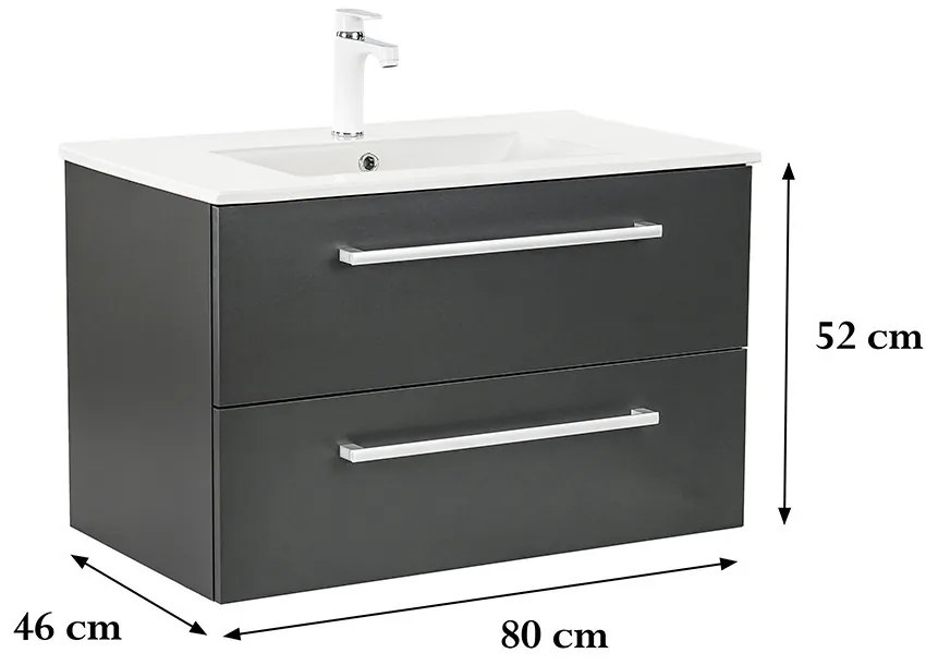 Dulap inferior Vario Clam 80 cu lavoar antracit-antracit