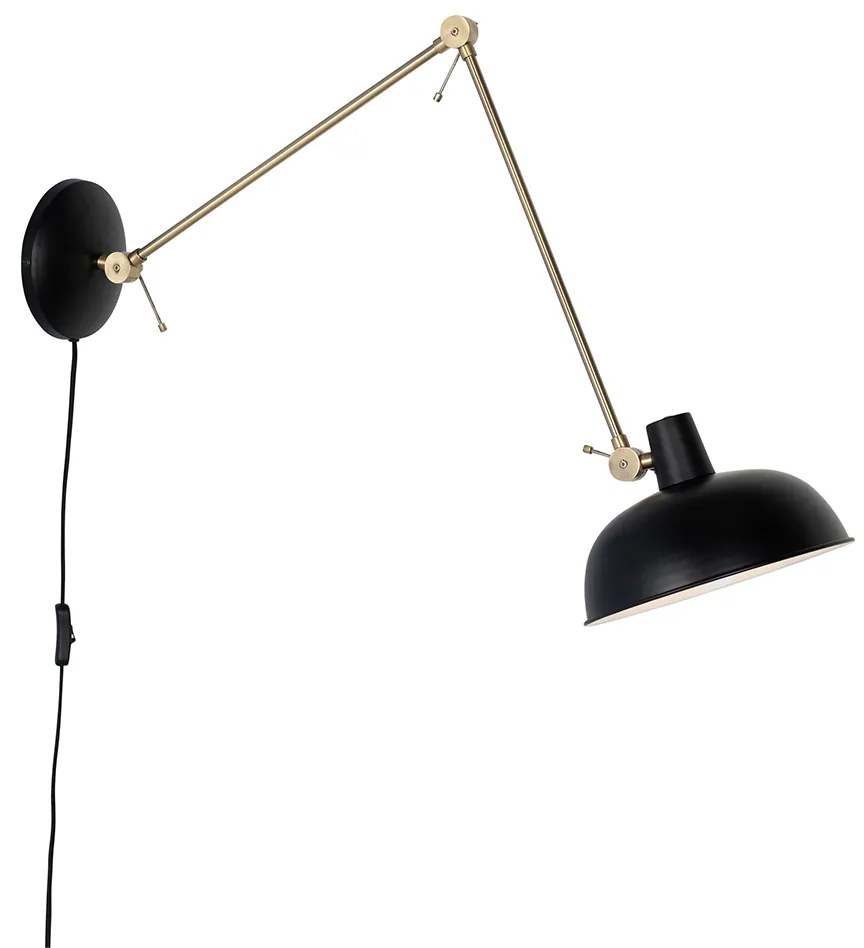Lampă de perete retro neagră cu bronz - Milou