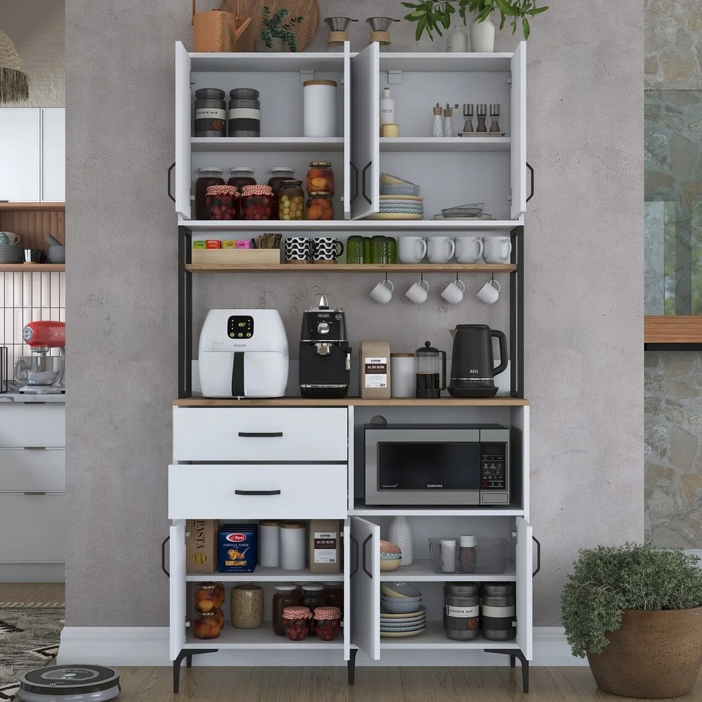 Dulap multifunctional, Hanah Home, JE180, 120x218.6x40 cm, Nuc/Alb