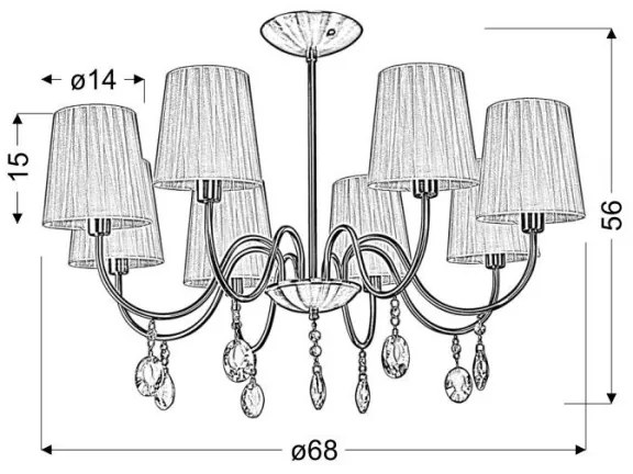 Lustră pe tijă SORENTO 8xE14/40W/230V neagră