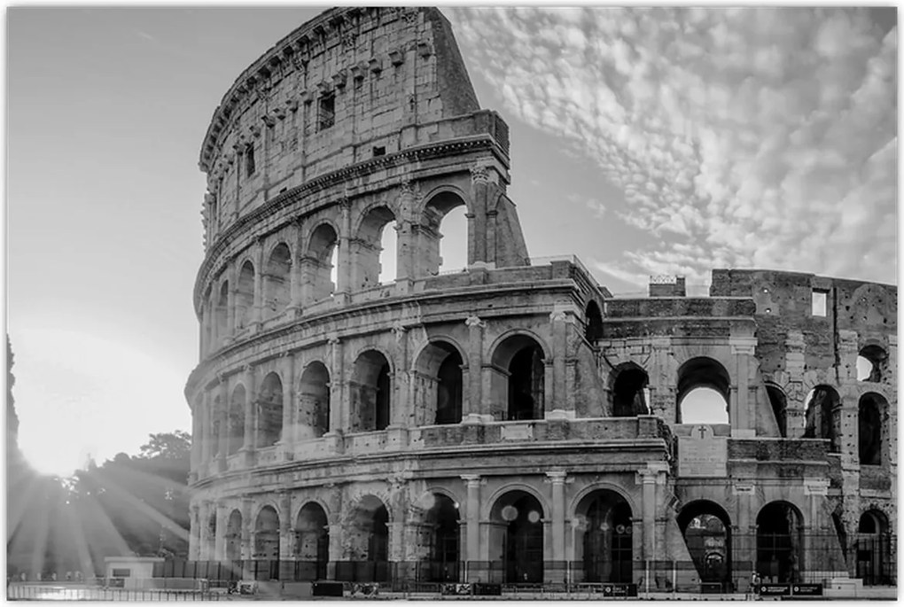Tablou - Colosseum din Roma, alb-negru (90x60 cm)