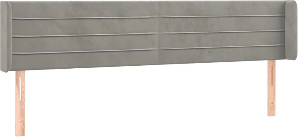 vidaXL Tăblie de pat cu aripioare gri deschis 183x16x78/88 cm catifea