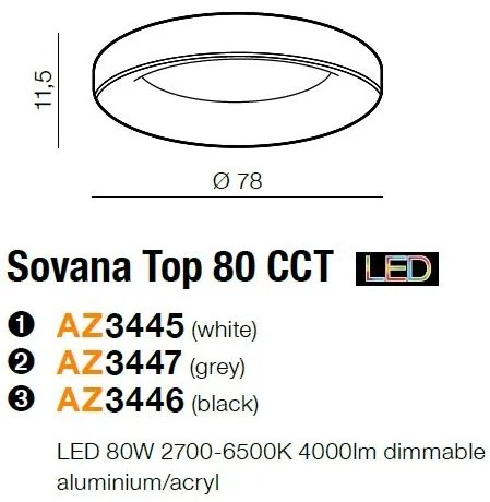 Lustra LED dimabila cu telecomanda SOVANA TOP 80 alba ZZ AZ3445