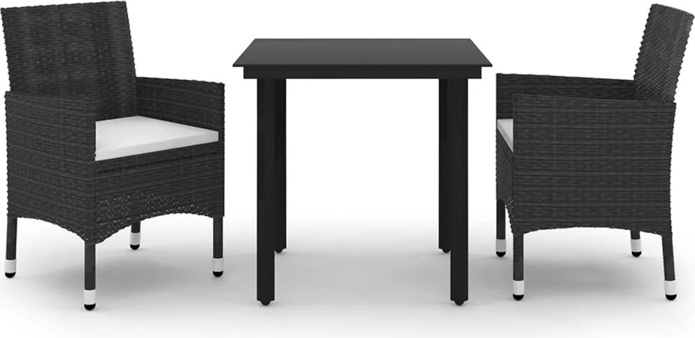 vidaXL Set mobilier de grădină cu perne, 3 piese, poliratan și sticlă