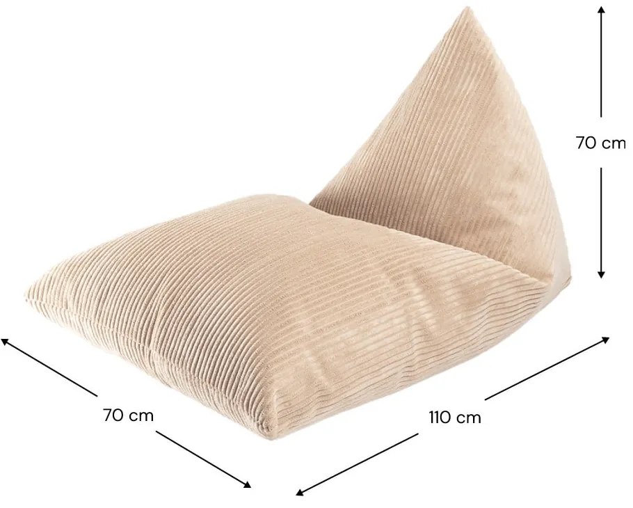 Fotoliu puf pentru copii maro deschis cu tapițerie din catifea reiată Big Lounger – Wigiwama