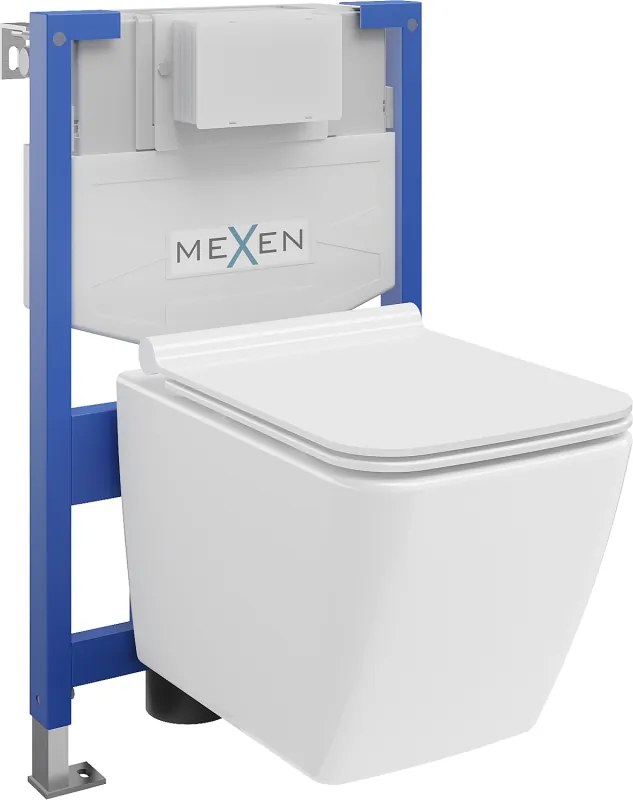 Mexen Vega set subteran WC cadru Fenix XS-F cu vas WC și capac cu coborâre lentă, alb lucios - 68030654000