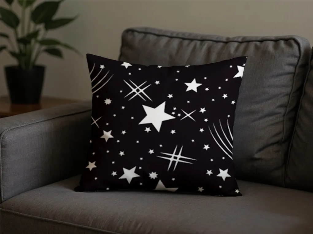 Set 2 huse decorative pentru perna din microfibra CERUL NOPTII 45x45 cm, negru