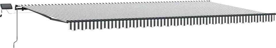 vidaXL Copertină retractabilă manual cu LED, antracit/alb, 600x300 cm