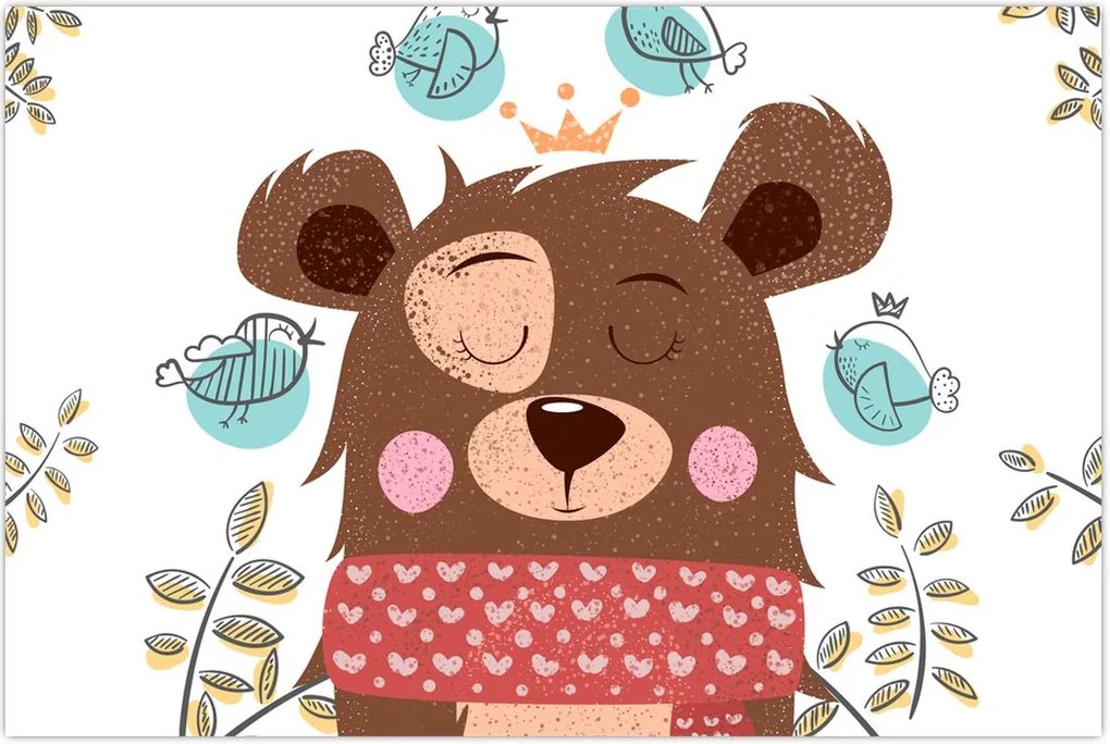 Tablou - Ursulețul cu păsărele (90x60 cm)