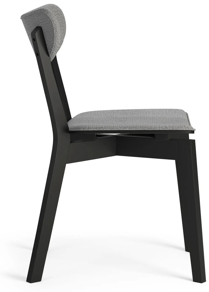 MAZZONI EXPORT ROXY Gri (material Spirit 15)/cadru negru - SCAUN DE LEMN TAPIȚAT PENTRU SALON SUFRAGERIE BUCĂTĂRIE RETRO