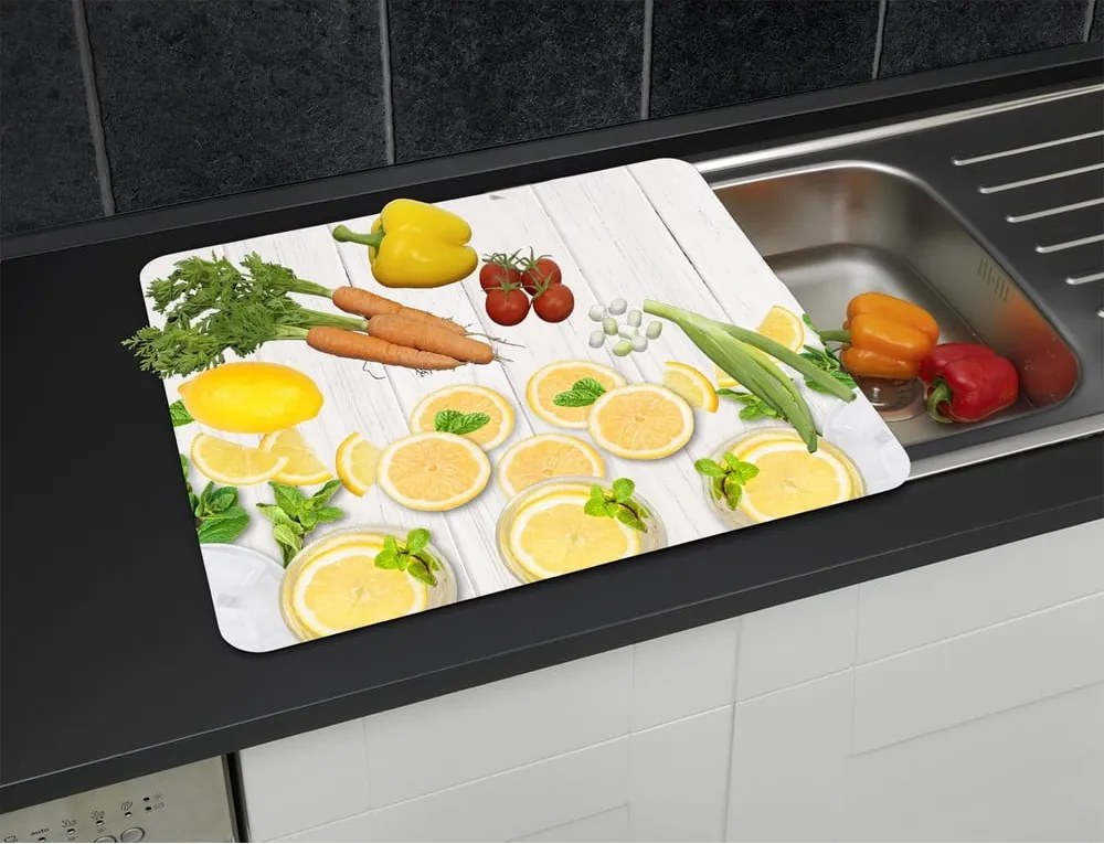 Protecție pentru peretele de la aragaz din sticlă temperată 50x56 cm Lemons – Wenko