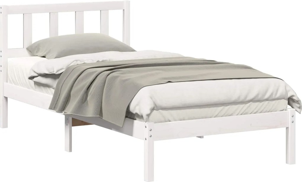 vidaXL Cadru de pat cu headboard Maro 100 x 200 cm Lemn de pin masiv