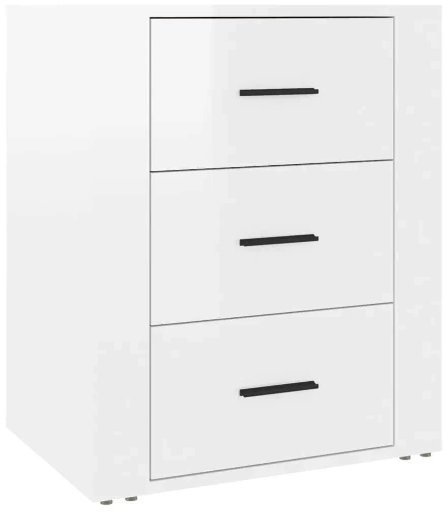 816714 vidaXL Noptieră, alb extralucios, 50x36x60 cm, lemn compozit