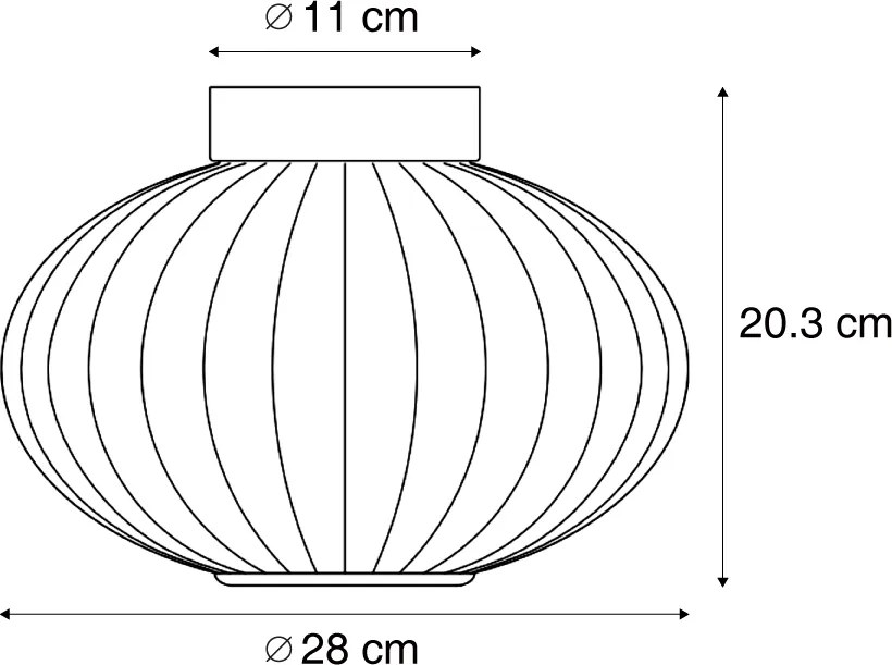 Plafonieră de design neagră 28cm cu sticlă mov incl. LED cu 3 trepte de intensitate luminoasă - Margherite