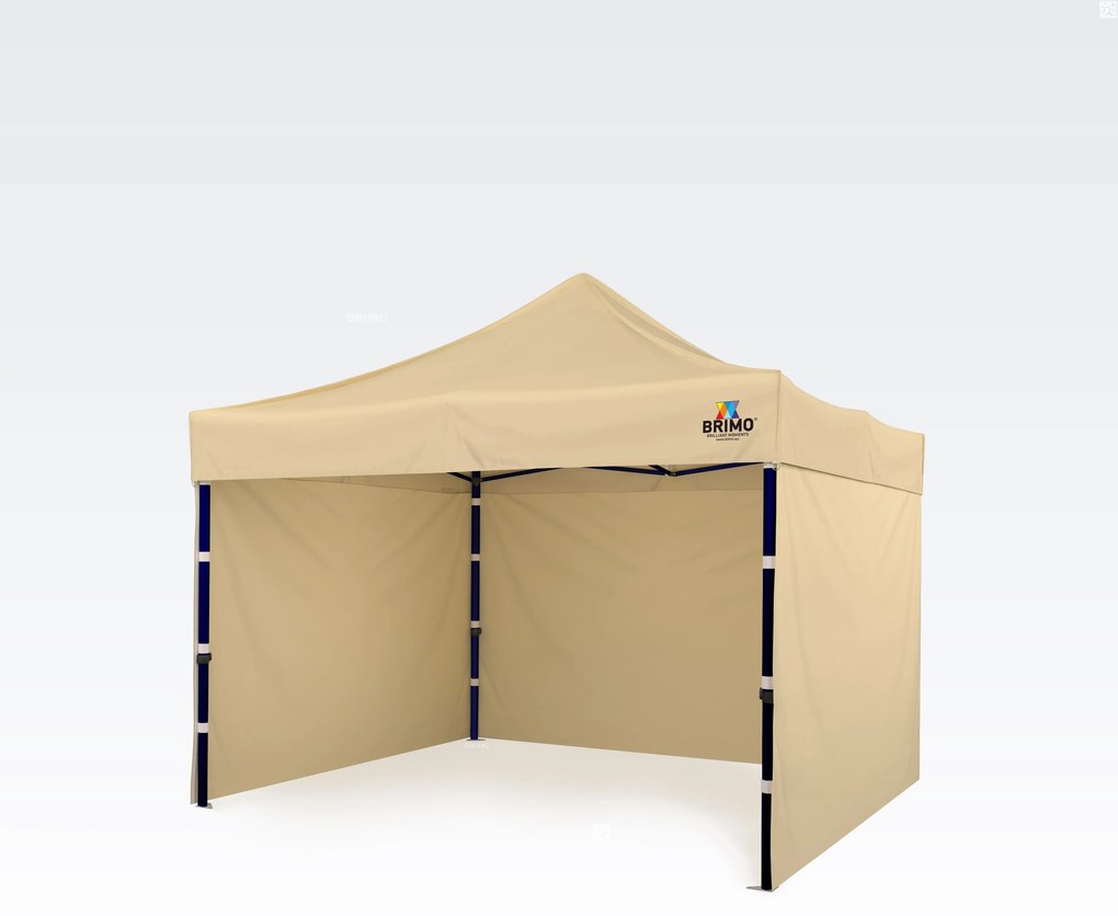 Pavilion 3x3 m, cadru din oțel cu 3 pereți: cort de lucru pentru meșteșugari - cu 3 pereți - Bej