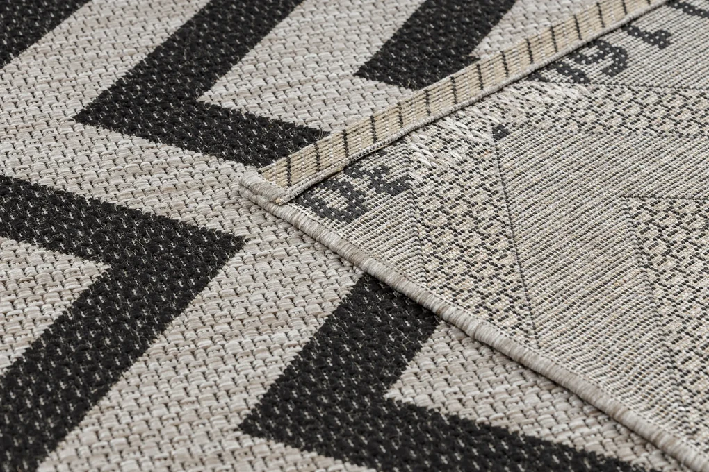 Covor sisal Floorlux 20340 argint si negru Zig Zag