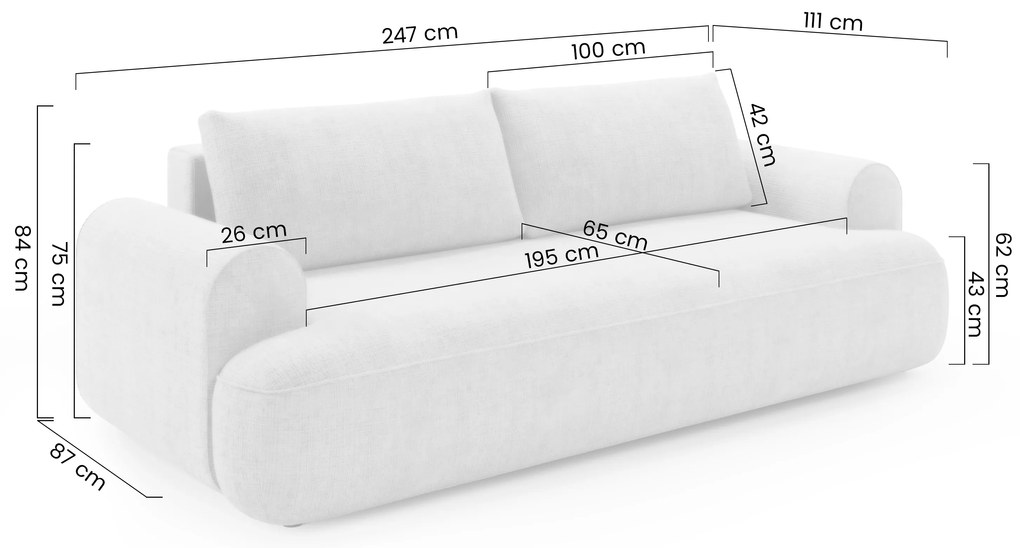 Canapea extensibilă Lotulis - gri țesătură hidrofobă Blur 18