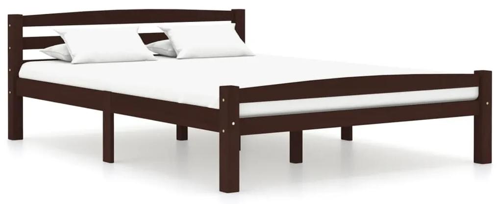 322085 vidaXL Cadru de pat, maro închis, 140x200 cm, lemn masiv de pin