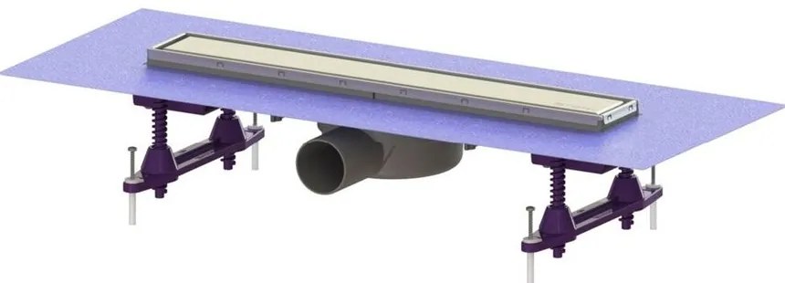 Set rigola pentru dus plus capac Kessel Linearis Compact 45 cm inox cu sita de par si clapeta multistop