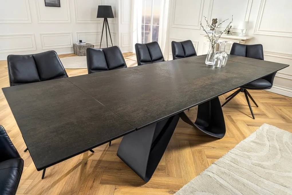 Masa Extensibila cu Blat Ceramic, Negru, INFINITY 180-220-260cm