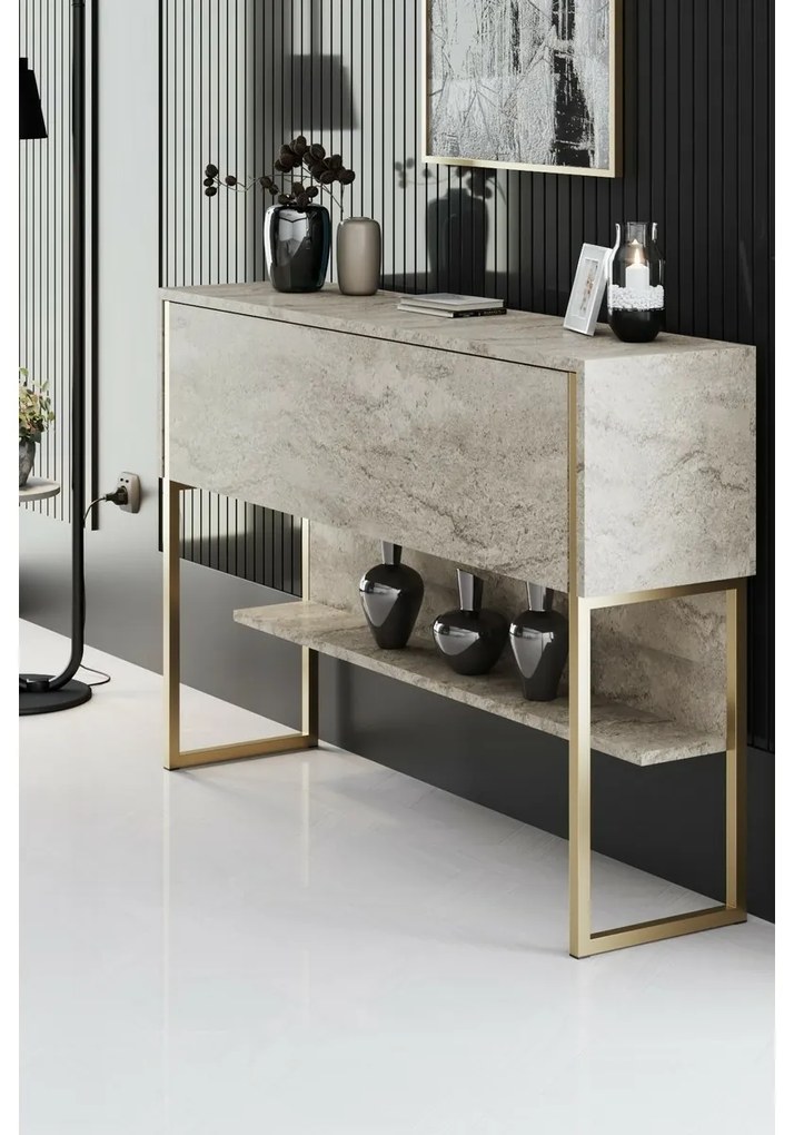 Comodă Luxe Travertine and Gold