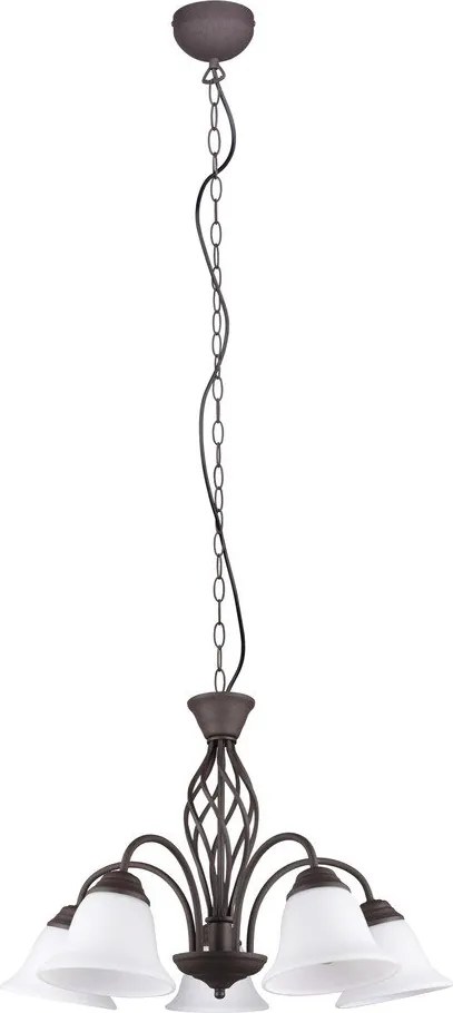 Lustră maro închis cu abajur din sticlă ø 60 cm Rustica – Trio